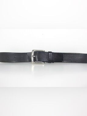 GAP Vintage Black Thick Leather Work Belt Square Silver Buckle